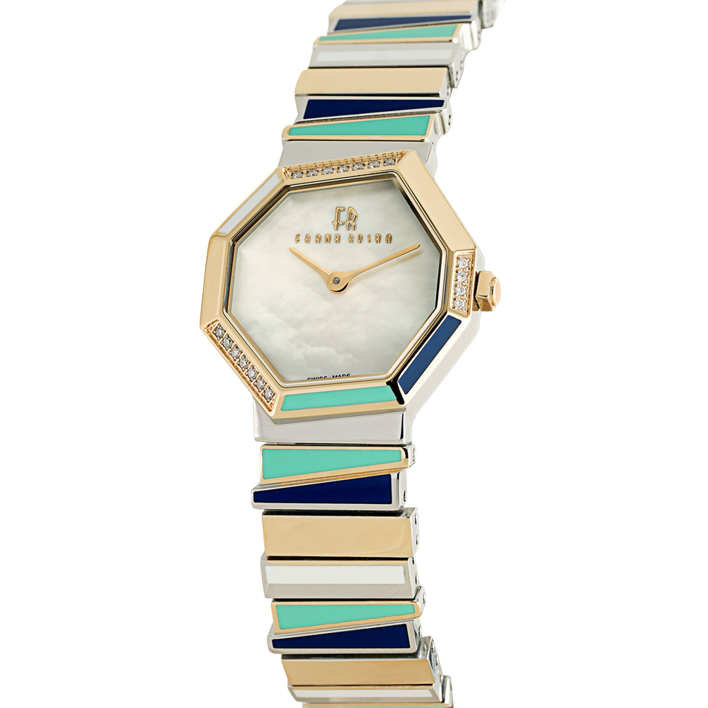 ساعة فرانك روشا الماس النسائية K1771V2 – تصميم فاخر، حواف مرصعة، زجاج مقاوم للخدش